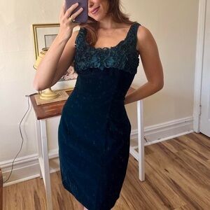 Chic Teal Floral Midi Dress